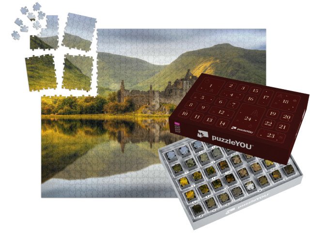 Adventní kalendář „Hrad Kilchurn Castle při západu slunce v jezeře Loch Awe, Skotsko“
