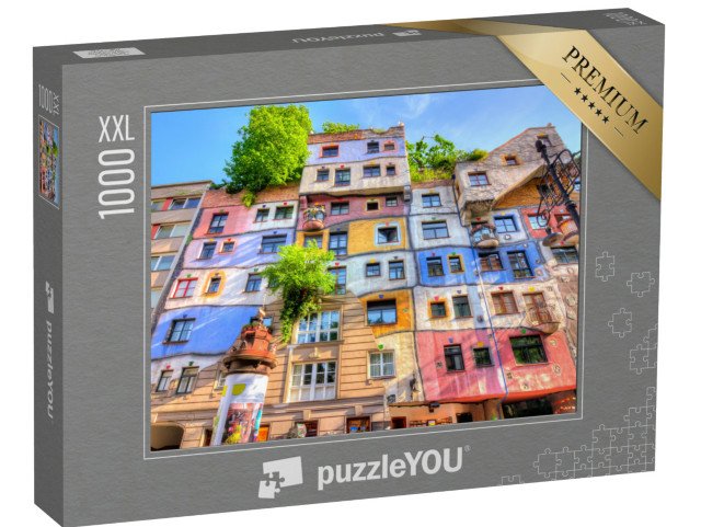 puzzle 1000 dílků XXL „Hundertwasserův dům, Vídeň, Rakousko“