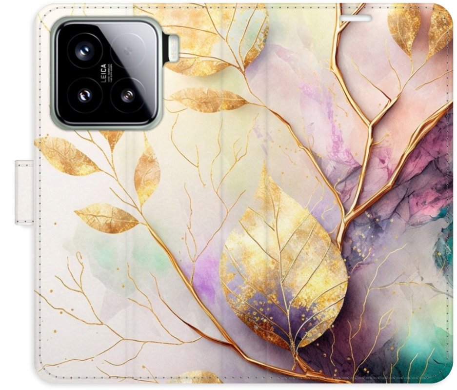 iSaprio Flip pouzdro Gold Leaves 02 pro Xiaomi 15
