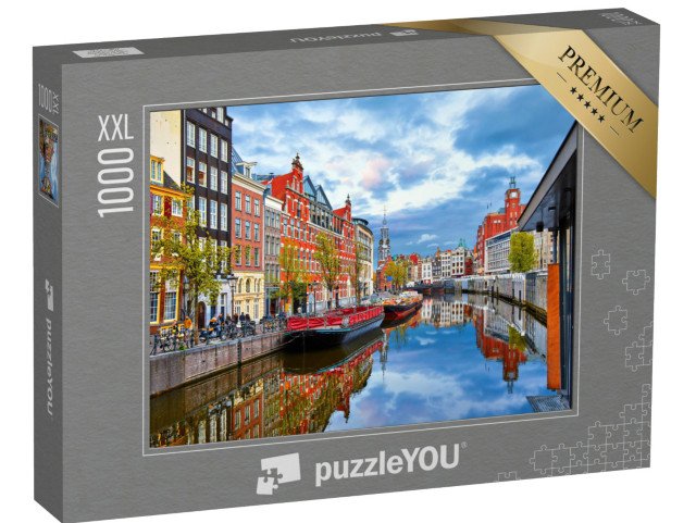 puzzle 1000 dílků XXL „Kanál v Amsterdamu na jaře, Holandsko“