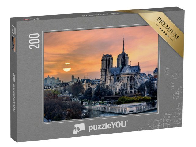 puzzle 200 dílků „Katedrála Notre Dame de Paris při západu slunce, Paříž, Francie“