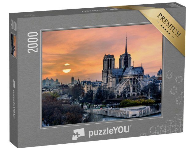 puzzle 2000 dílků „Katedrála Notre Dame de Paris při západu slunce, Paříž, Francie“