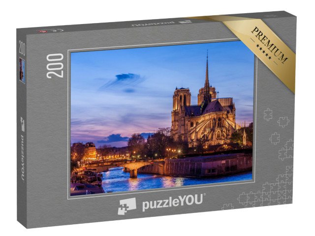 puzzle 200 dílků „Katedrála Notre Dame de Paris v noci, Paříž, Francie“