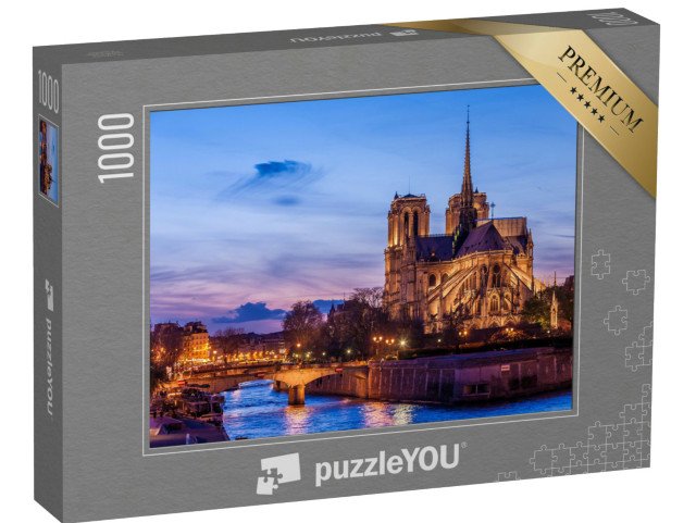 puzzle 1000 dílků „Katedrála Notre Dame de Paris v noci, Paříž, Francie“