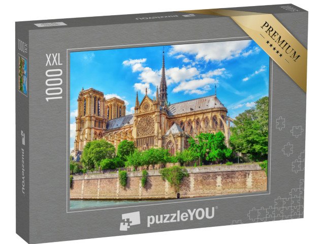 puzzle 1000 dílků XXL „Katedrála Notre Dame od Seiny, Paříž, Francie“