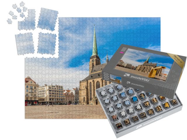 SMART SORTED® | Puzzle 1000 dílků „Katedrála sv. Bartoloměje na náměstí v Plzni, Česká republika“