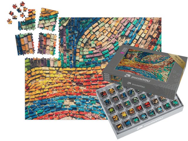 SMART SORTED® | Puzzle 1000 dílků „Keramická mozaika v různých barvách, zdobená budova“