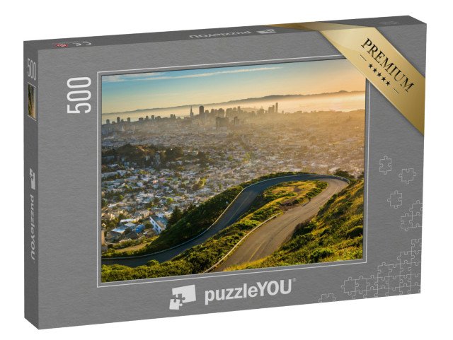 puzzle 500 dílků „Klikatá silnice a výhled na centrum San Francisca, Kalifornie“