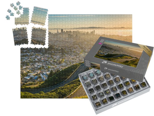 SMART SORTED® | Puzzle 1000 dílků „Klikatá silnice a výhled na centrum San Francisca, Kalifornie“