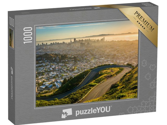 puzzle 1000 dílků „Klikatá silnice a výhled na centrum San Francisca, Kalifornie“
