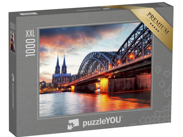 puzzle 1000 dílků XXL „Kolínská katedrála a Hohenzollernský most, Německo“