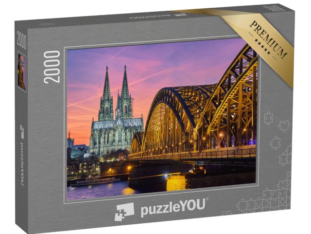 puzzle 2000 dílků „Kolínská katedrála a Hohenzollernský most při západu slunce, Německo“
