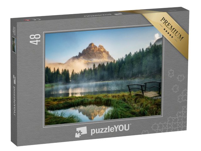 puzzle 48 dílků „Krajina Antorno s jezerem a horskými vrcholy, Dolomity, Itálie“