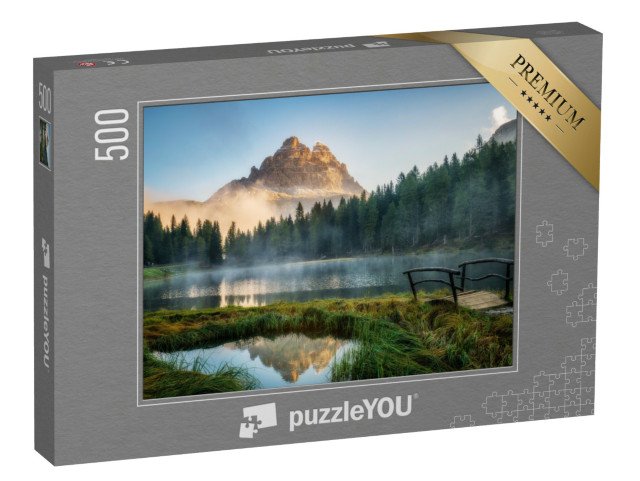puzzle 500 dílků „Krajina Antorno s jezerem a horskými vrcholy, Dolomity, Itálie“