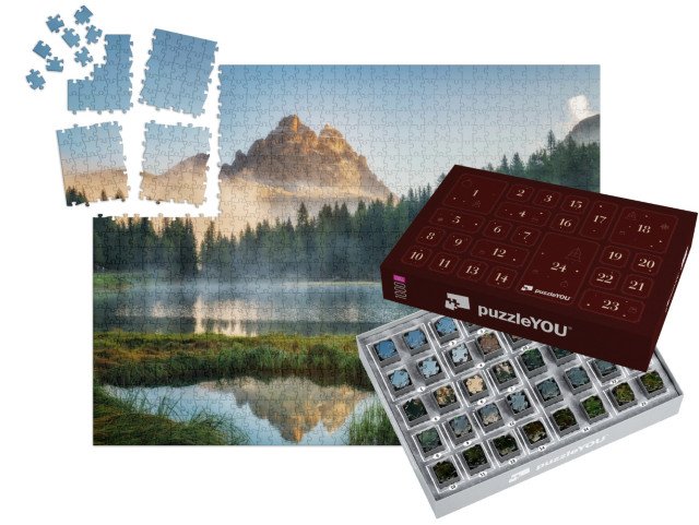 Adventní kalendář „Krajina Antorno s jezerem a horskými vrcholy, Dolomity, Itálie“
