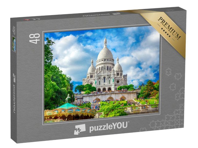 puzzle 48 dílků „Krásná bazilika Sacre Coeur, Montmartre, Paříž, Francie“