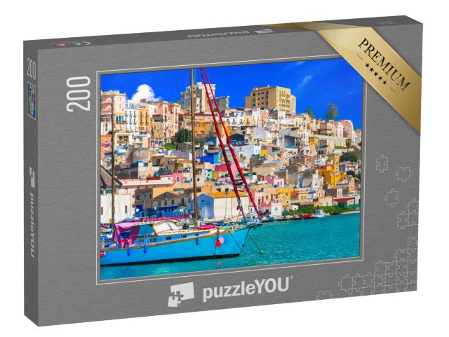 puzzle 200 dílků „Krásné pobřežní město Sciacca na jihu Sicílie, Itálie“