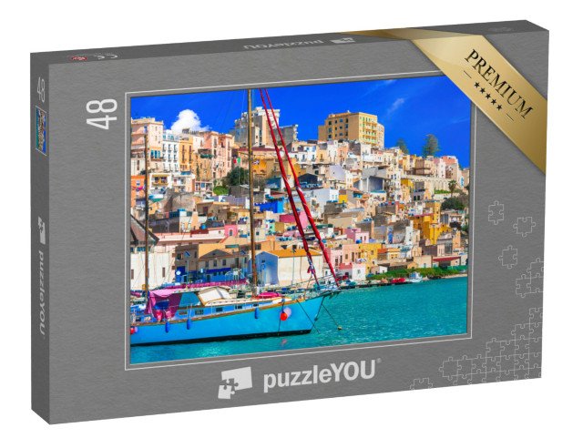 puzzle 48 dílků „Krásné pobřežní město Sciacca na jihu Sicílie, Itálie“
