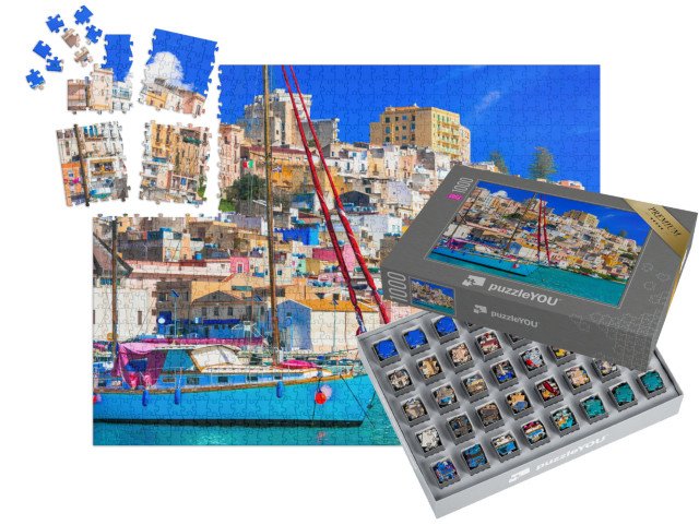SMART SORTED® | Puzzle 1000 dílků „Krásné pobřežní město Sciacca na jihu Sicílie, Itálie“
