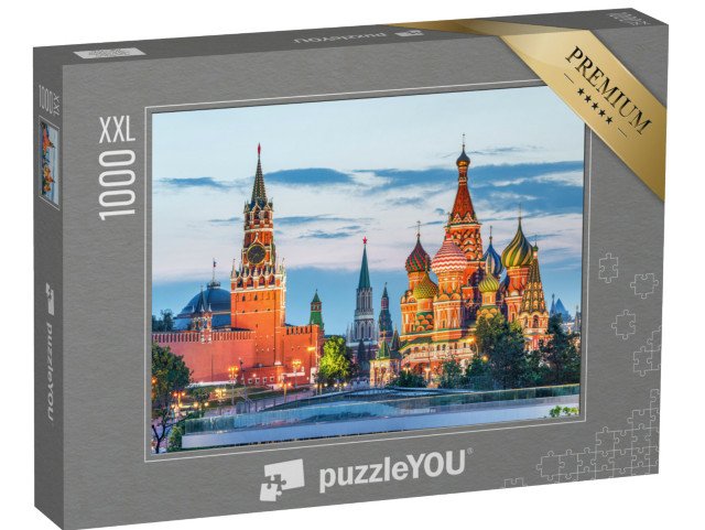 puzzle 1000 dílků XXL „Kreml a chrám Vasila Blaženého na Rudém náměstí, Moskva, Rusko“