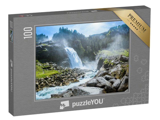 puzzle 100 dílků „Krimmlské vodopády, Národní park Vysoké Taury, Salcbursko, Rakousko“