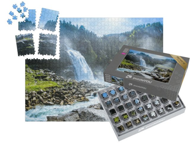 SMART SORTED® | Puzzle 1000 dílků „Krimmlské vodopády, Národní park Vysoké Taury, Salcbursko, Rakousko“