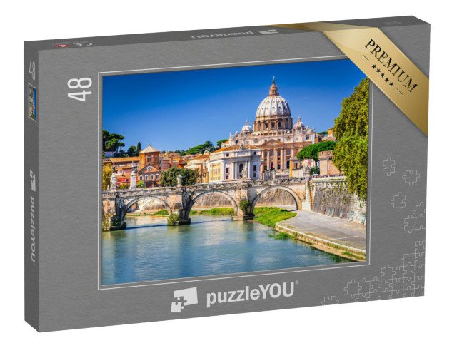 puzzle 48 dílků „Kupole vatikánské baziliky svatého Petra nad Tiberou, Řím, Itálie“