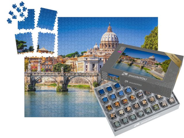 SMART SORTED® | Puzzle 1000 dílků „Kupole vatikánské baziliky svatého Petra nad Tiberou, Řím, Itálie“
