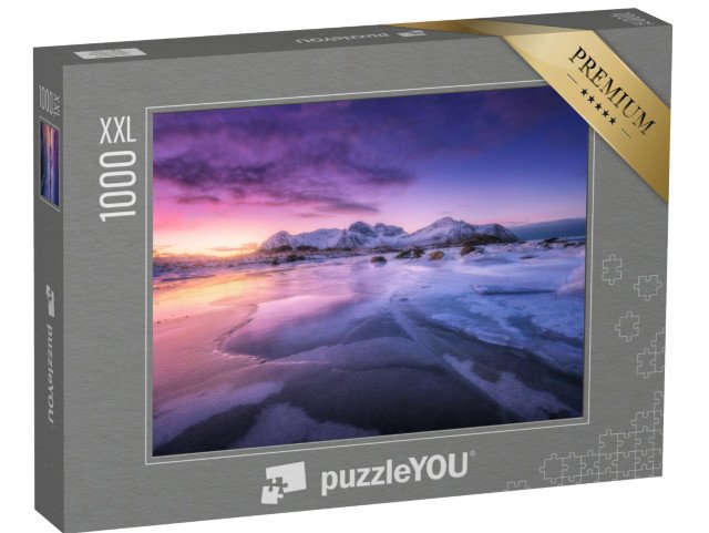 puzzle 1000 dílků XXL „Ledové pobřeží při barevném západu slunce, Lofoty, Norsko“