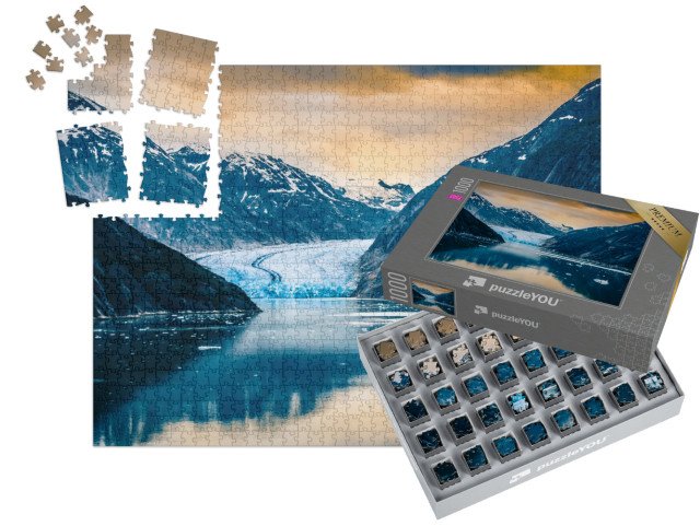 SMART SORTED® | Puzzle 1000 dílků „Ledovec Sawyer, fjord Tracy Arm v Panhandle na Aljašce“