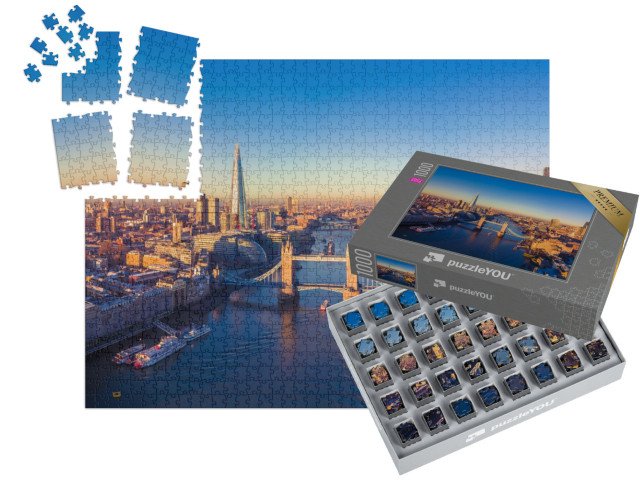 SMART SORTED® | Puzzle 1000 dílků „Letecký panoramatický pohled na Londýn a řeku Temži, Anglie“