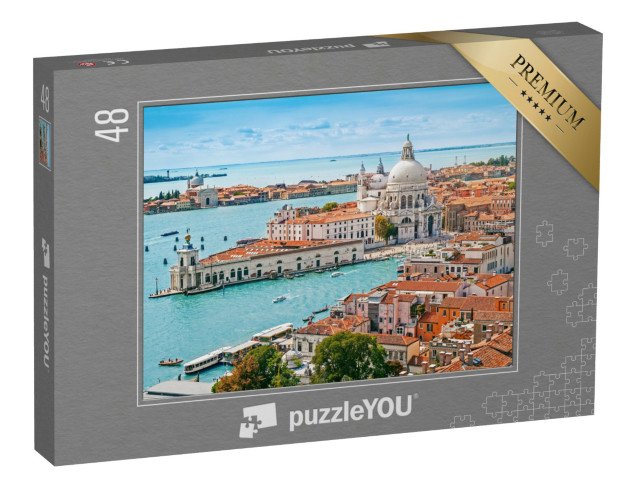 puzzle 48 dílků „Letecký pohled na baziliku Santa Maria della Salute v Benátkách, Itálie“
