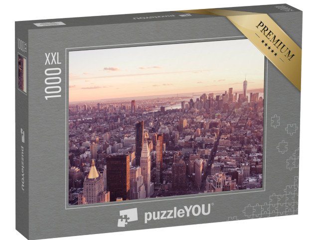 puzzle 1000 dílků XXL „Letecký pohled na dolní Manhattan při západu slunce, USA“