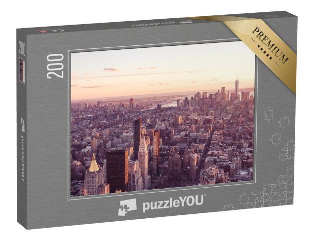 puzzle 200 dílků „Letecký pohled na dolní Manhattan při západu slunce, USA“