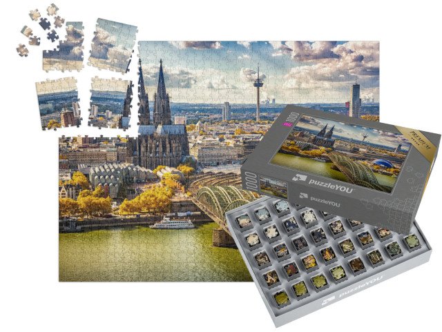 SMART SORTED® | Puzzle 1000 dílků „Letecký pohled na Kolín nad Rýnem, Německo“