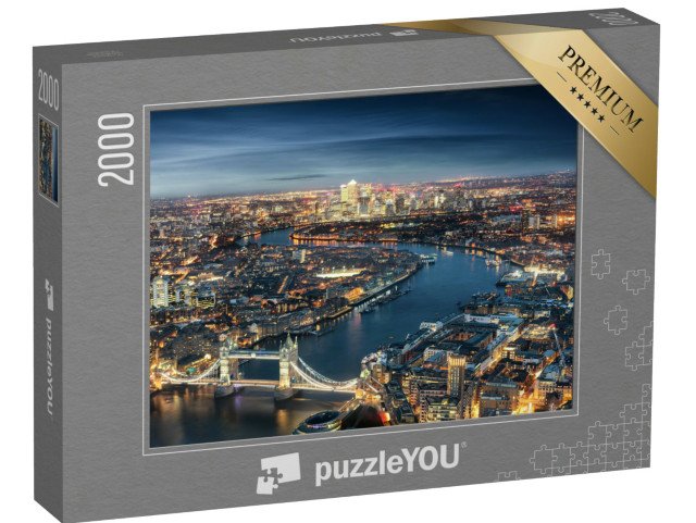 puzzle 2000 dílků „Letecký pohled na Londýn, Tower Bridge večer, Anglie“