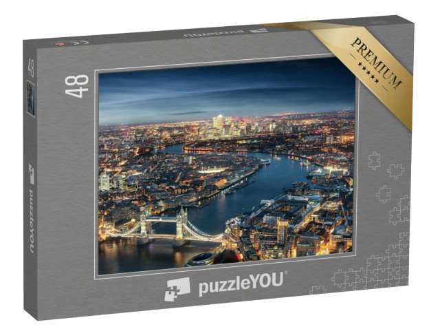 puzzle 48 dílků „Letecký pohled na Londýn, Tower Bridge večer, Anglie“
