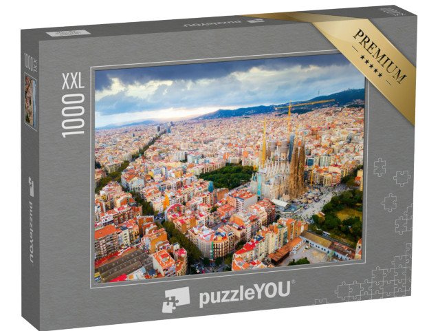 puzzle 1000 dílků XXL „Letecký pohled na panorama Barcelony, Španělsko“