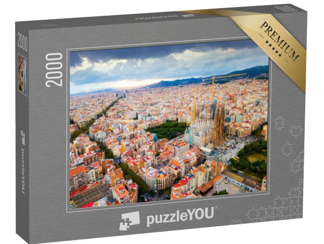 puzzle 2000 dílků „Letecký pohled na panorama Barcelony, Španělsko“