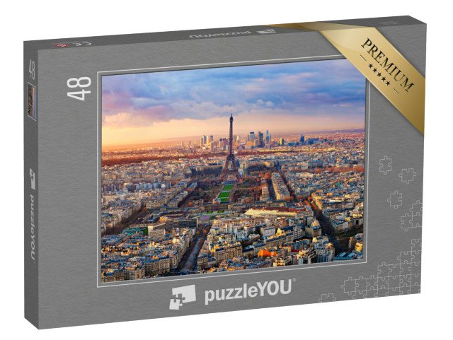 puzzle 48 dílků „Letecký pohled na Paříž při západu slunce, Francie“