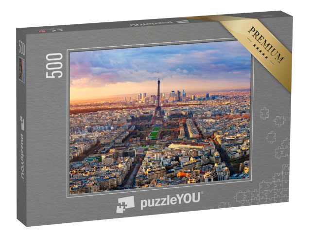 puzzle 500 dílků „Letecký pohled na Paříž při západu slunce, Francie“
