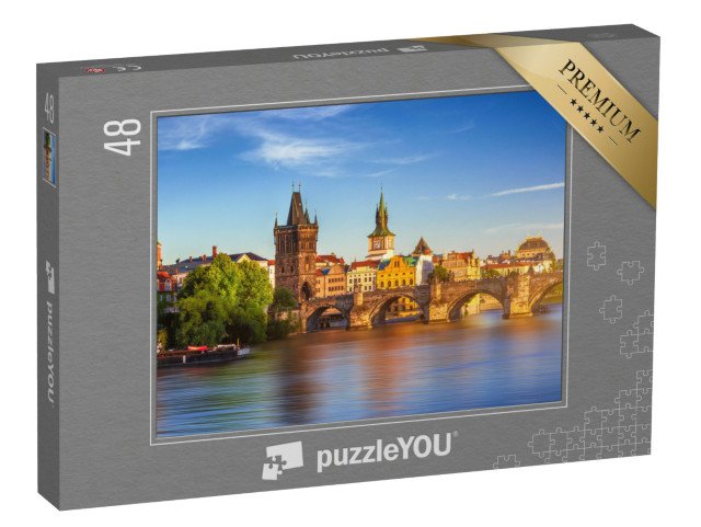 puzzle 48 dílků „Letecký pohled na staré centrum Prahy s molem, Česká republika“