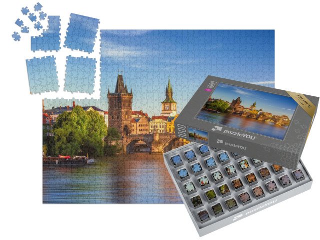 SMART SORTED® | Puzzle 1000 dílků „Letecký pohled na staré centrum Prahy s molem, Česká republika“