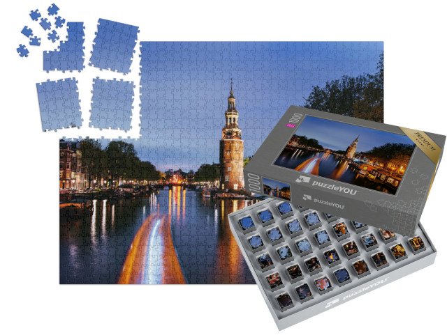 SMART SORTED® | Puzzle 1000 dílků „Letní noc v Amsterdamu, Holandsko“