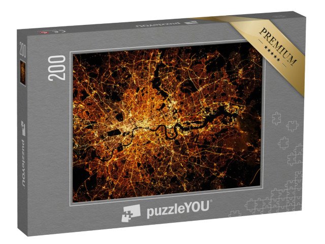 puzzle 200 dílků „Londýn se světly v noci, Anglie“