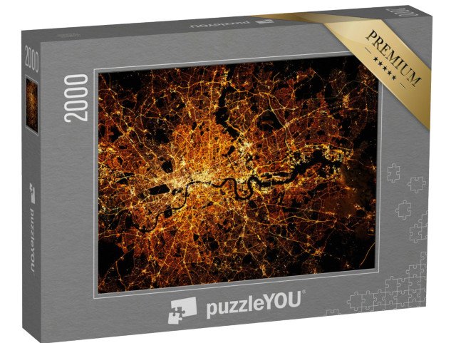 puzzle 2000 dílků „Londýn se světly v noci, Anglie“