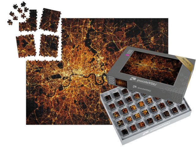 SMART SORTED® | Puzzle 1000 dílků „Londýn se světly v noci, Anglie“