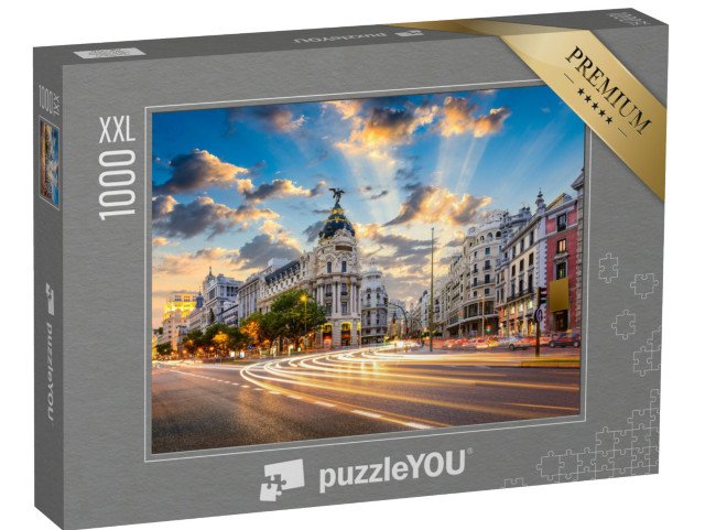 puzzle 1000 dílků XXL „Madrid s ulicemi Calle de Alcala a Gran Via, Španělsko“