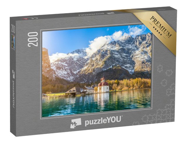 puzzle 200 dílků „Malebná horská krajina u jezera Königssee v Bavorsku, Německo“