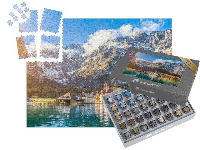 SMART SORTED® | Puzzle 1000 dílků „Malebná horská krajina u jezera Königssee v Bavorsku, Německo“